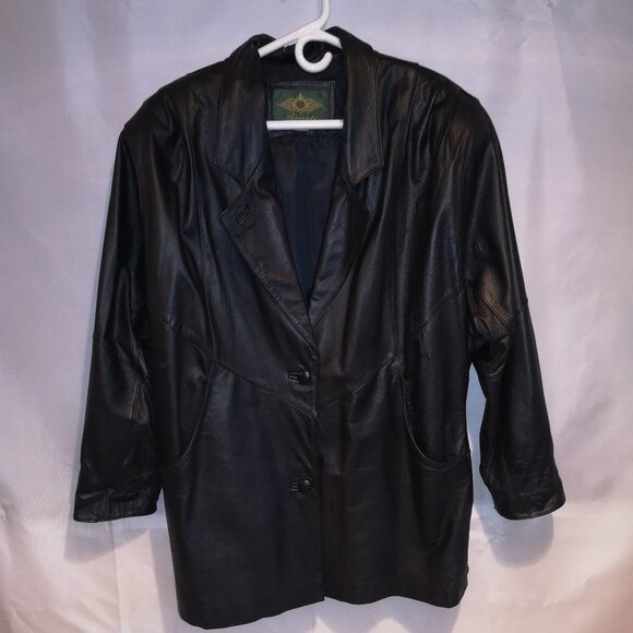 Vintage Avanti Men's Size Medium Button Closure Black Leather Jacket - Picture 1 of 7
